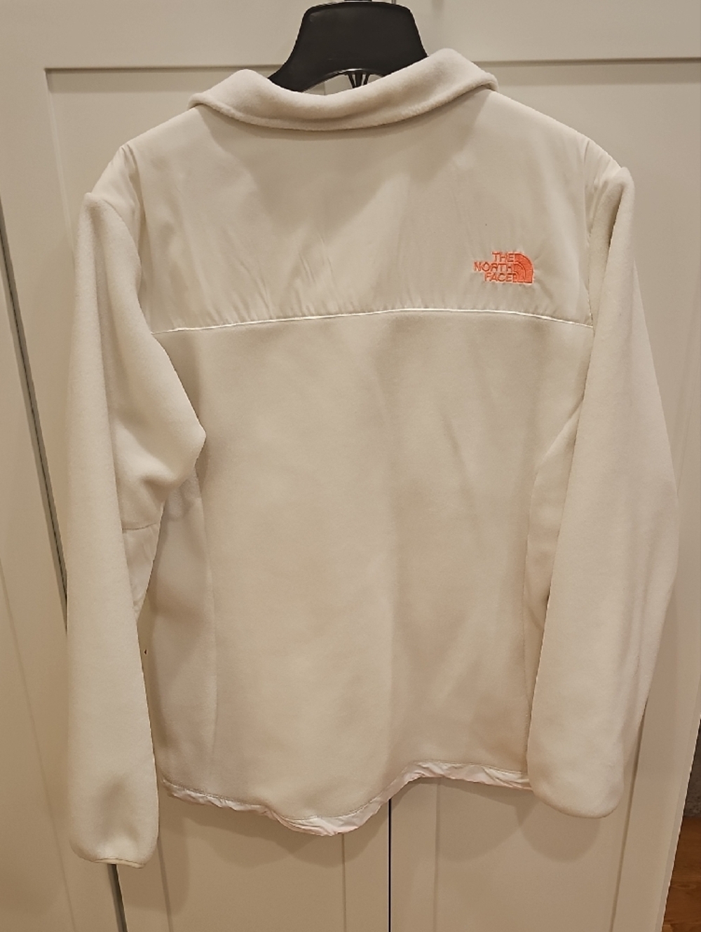 The North Face Denali White Fleece Jacket with Coral Pink Trim NWT - Picture 7 of 13
